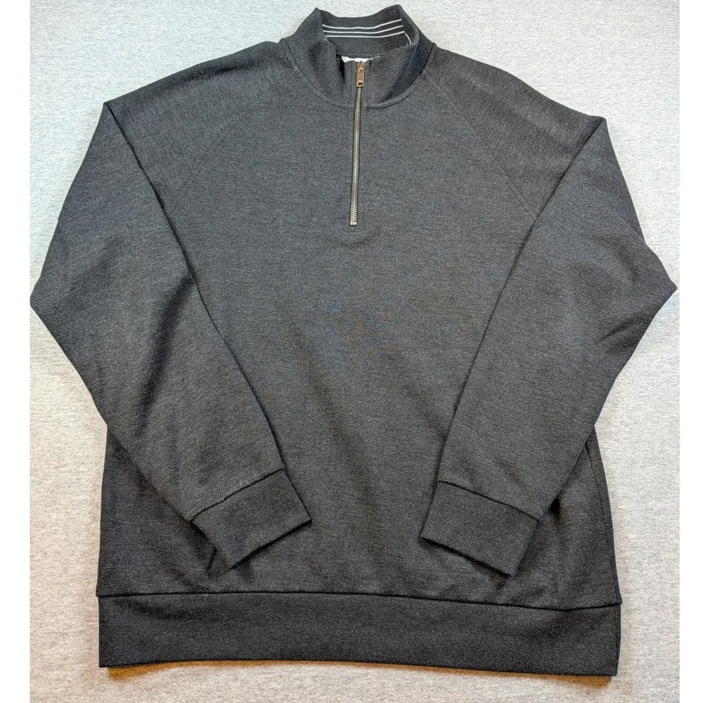 Reiss Matty Mens Charcoal Grey Quarter Zip Pullover Sweatshirt Size L Raglan